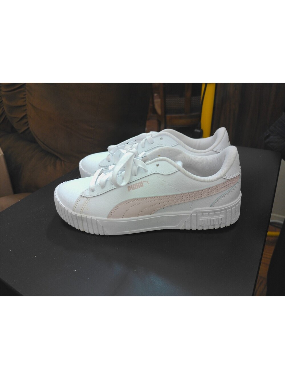 Puma Womens Platform Sneakers Size 8.5 White Pink Casual Shoes 398735-02